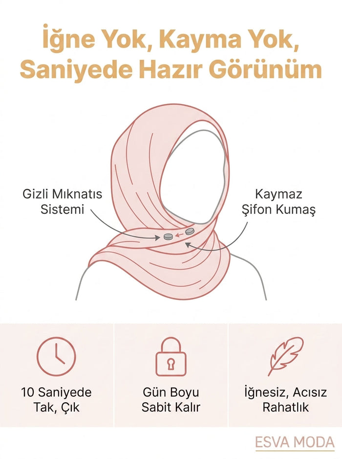 ESVA MODA Mıknatıslı Hazır Şal 10